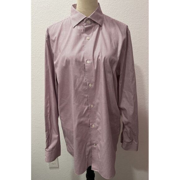 Banana Republic Men's Standard Fit Soft Wash Pink Check Shirt Large - Picture 1 of 6
